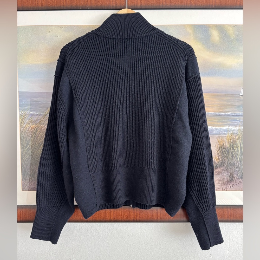 COS Dark Navy Ribbed full Zip Wool Turtleneck Sweater (oversized) - Picture 13 of 13